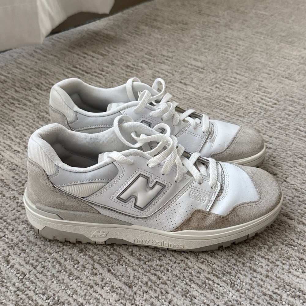New Balance White and Light Gray Athletic Sneakers
